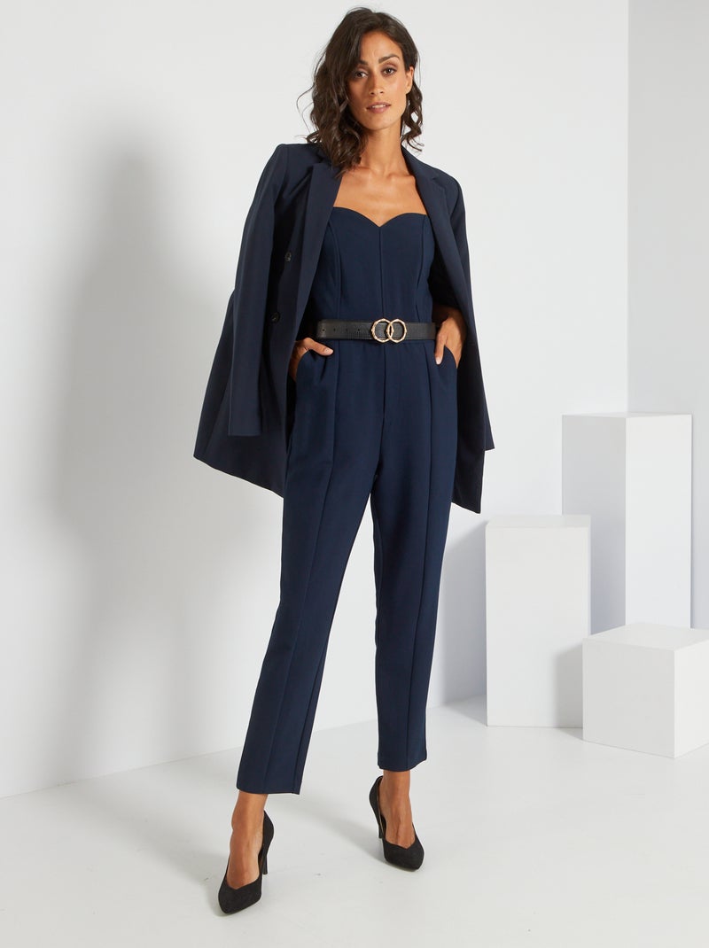 Combinaison bustier unie Bleu marine - Kiabi