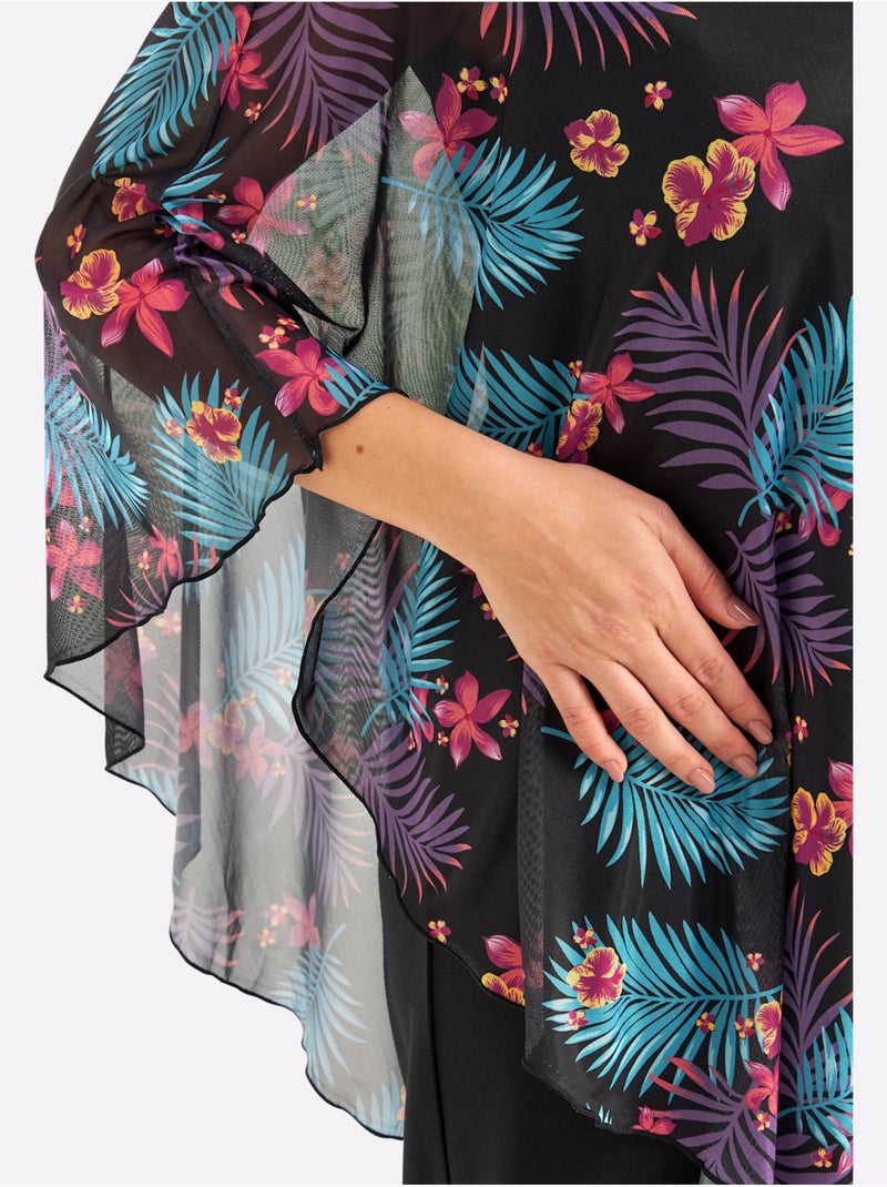 Combinaison Cape En Qualité Fluide - Taille Standard - Sheego Noir Rouge - Kiabi
