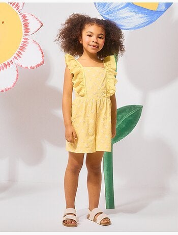 Combinaison courte en coton avec broderie et volants B&S