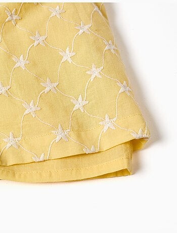 Combinaison courte en coton avec broderie et volants B&S