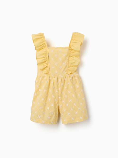 Combinaison courte en coton avec broderie et volants B&S - Kiabi