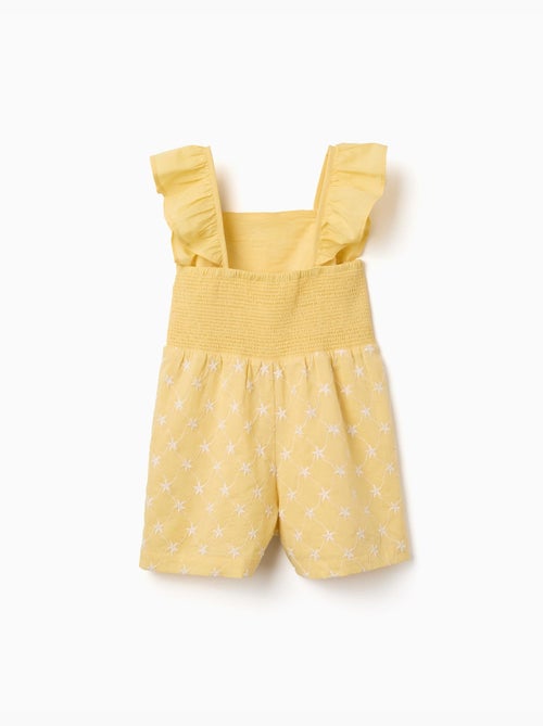 Combinaison courte en coton avec broderie et volants B&S - Kiabi