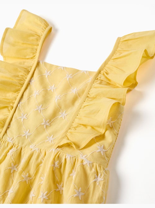 Combinaison courte en coton avec broderie et volants B&S - Kiabi