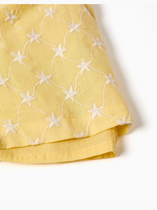 Combinaison courte en coton avec broderie et volants B&S - Kiabi