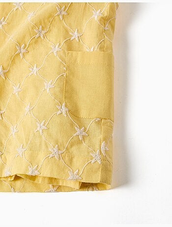 Combinaison courte en coton avec broderie et volants B&S