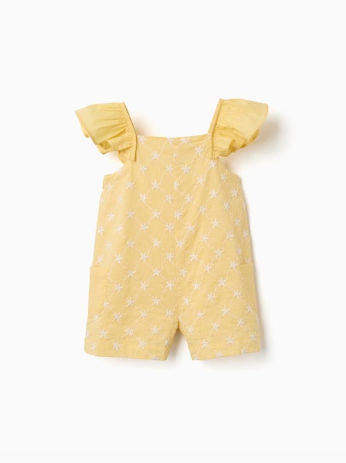 Combinaison courte en coton avec broderie et volants B&S - Kiabi