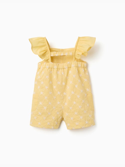 Combinaison courte en coton avec broderie et volants B&S - Kiabi