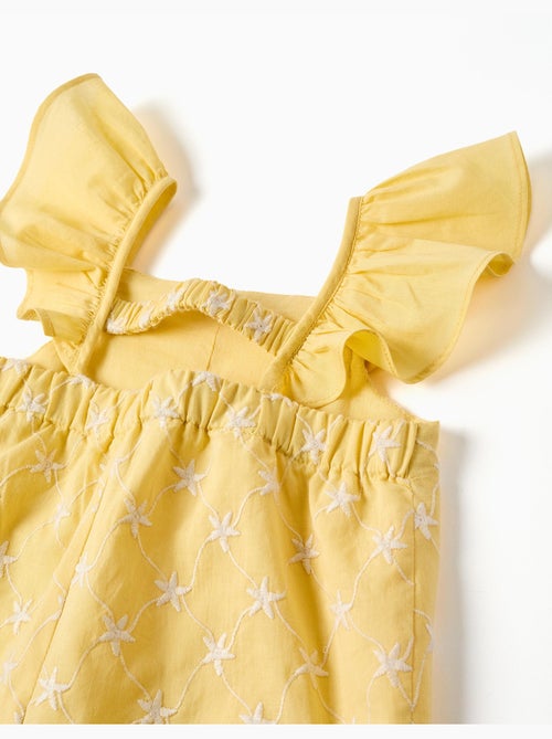Combinaison courte en coton avec broderie et volants B&S - Kiabi