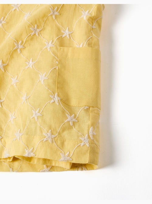 Combinaison courte en coton avec broderie et volants B&S - Kiabi