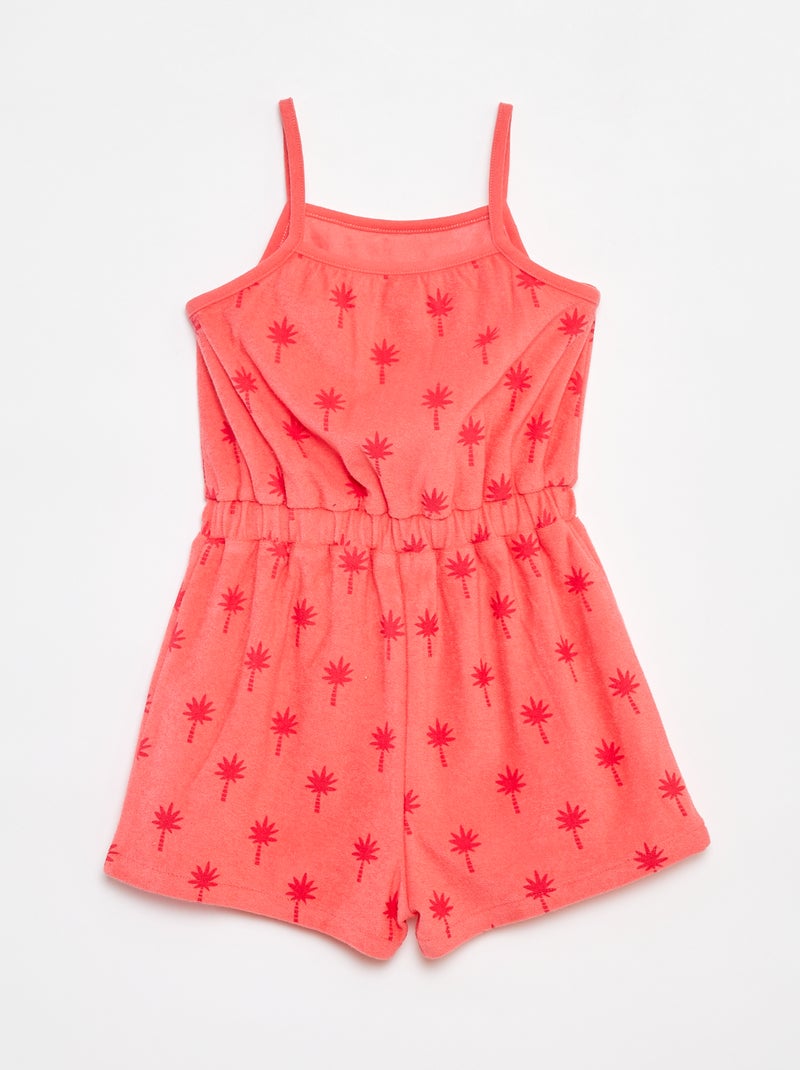 Combinaison courte en éponge avec fines bretelles Rouge - Kiabi