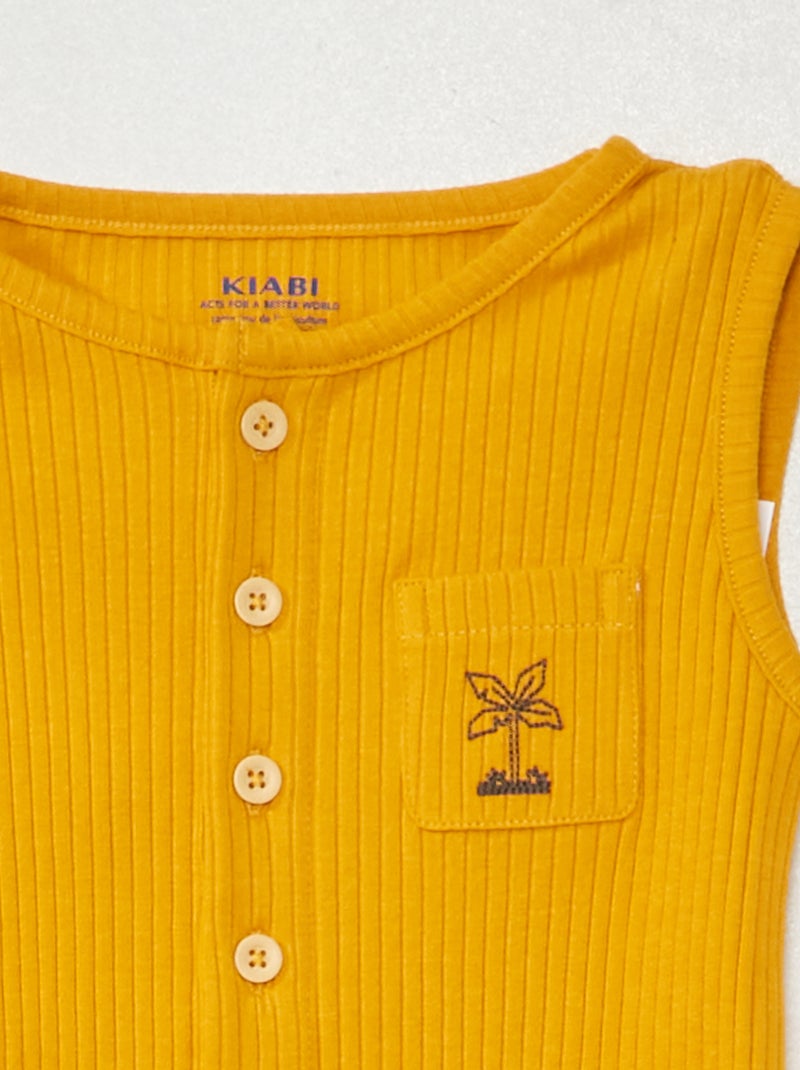 Combinaison courte en maille côtelée Jaune - Kiabi