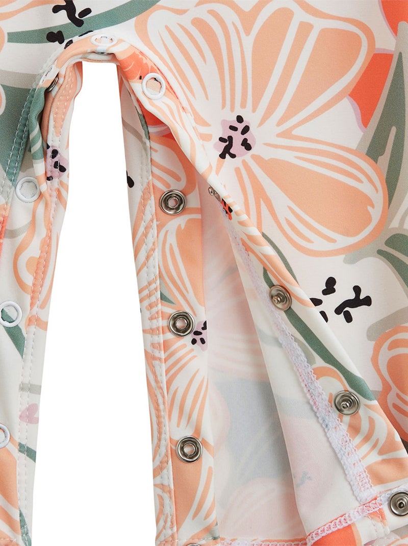 Combinaison de bain bébé manches longues protection UV Fleur Ecru - Kiabi