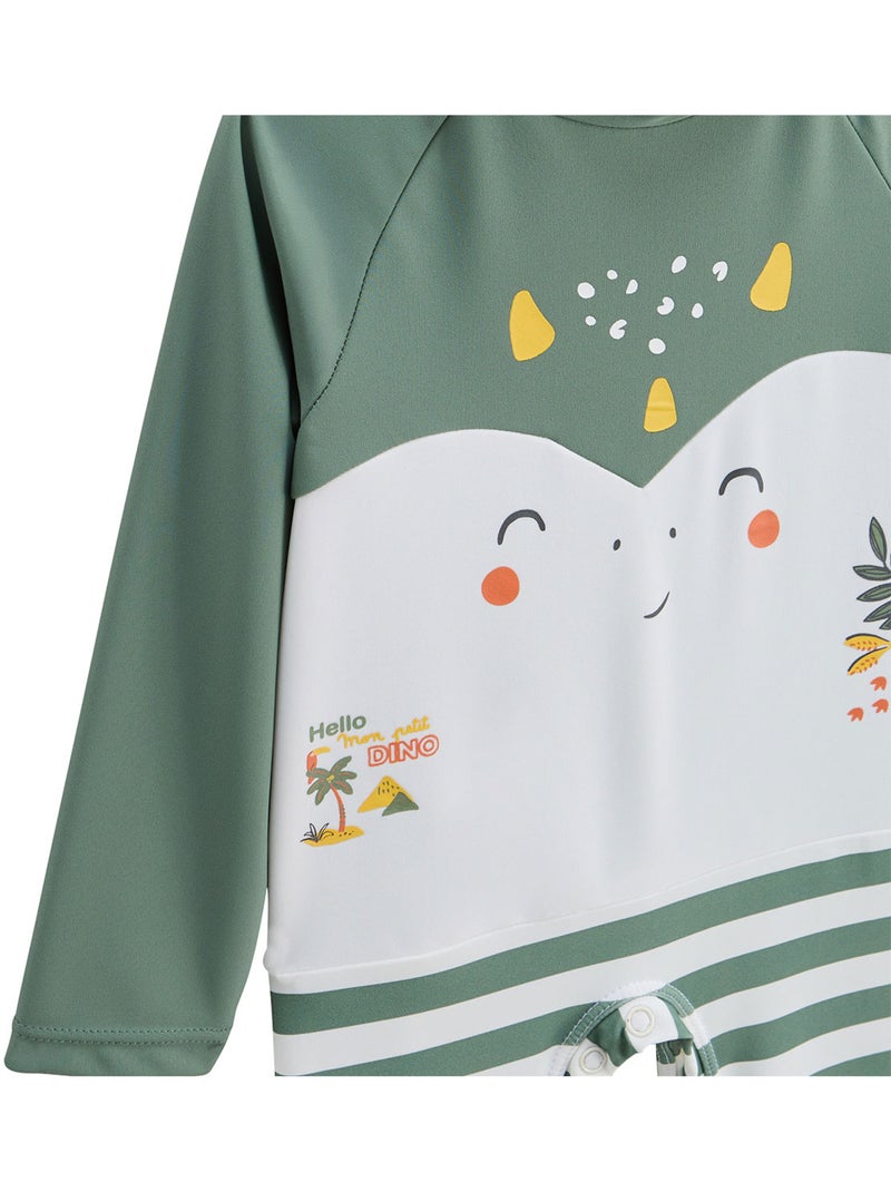 Combinaison de bain bébé manches longues protection UV Hello Dino Kaki - Kiabi