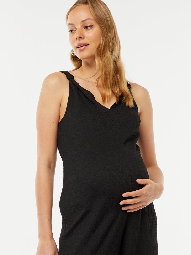 Combinaison de maternité en maille gaufrée noir - Kiabi