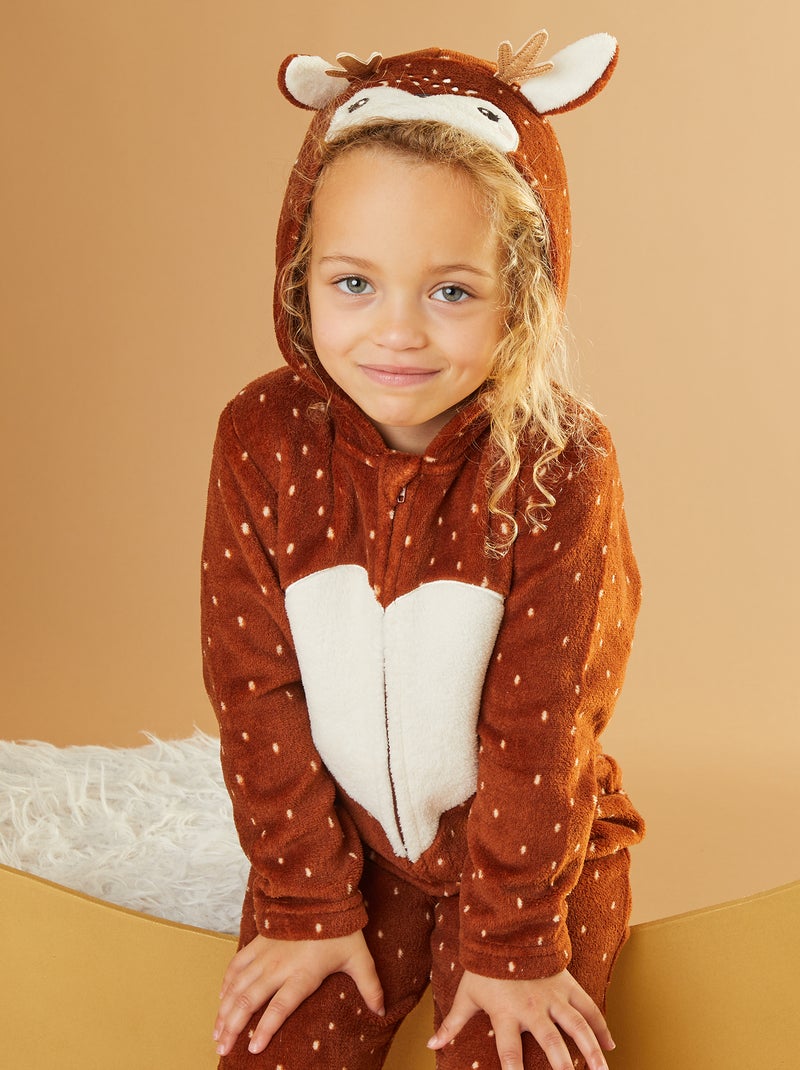 Combinaison de nuit en polaire 'biche' Marron - Kiabi