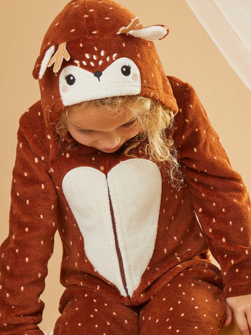Combinaison de nuit en polaire 'biche' Marron - Kiabi