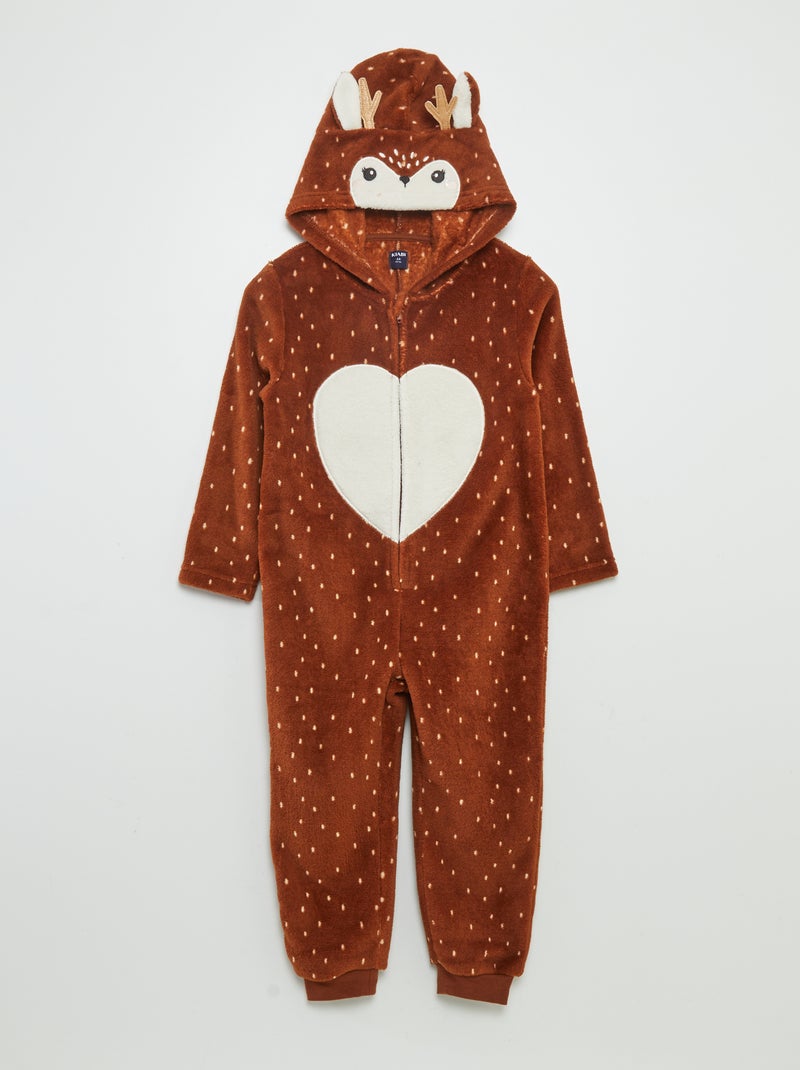 Combinaison de nuit en polaire 'biche' Marron - Kiabi