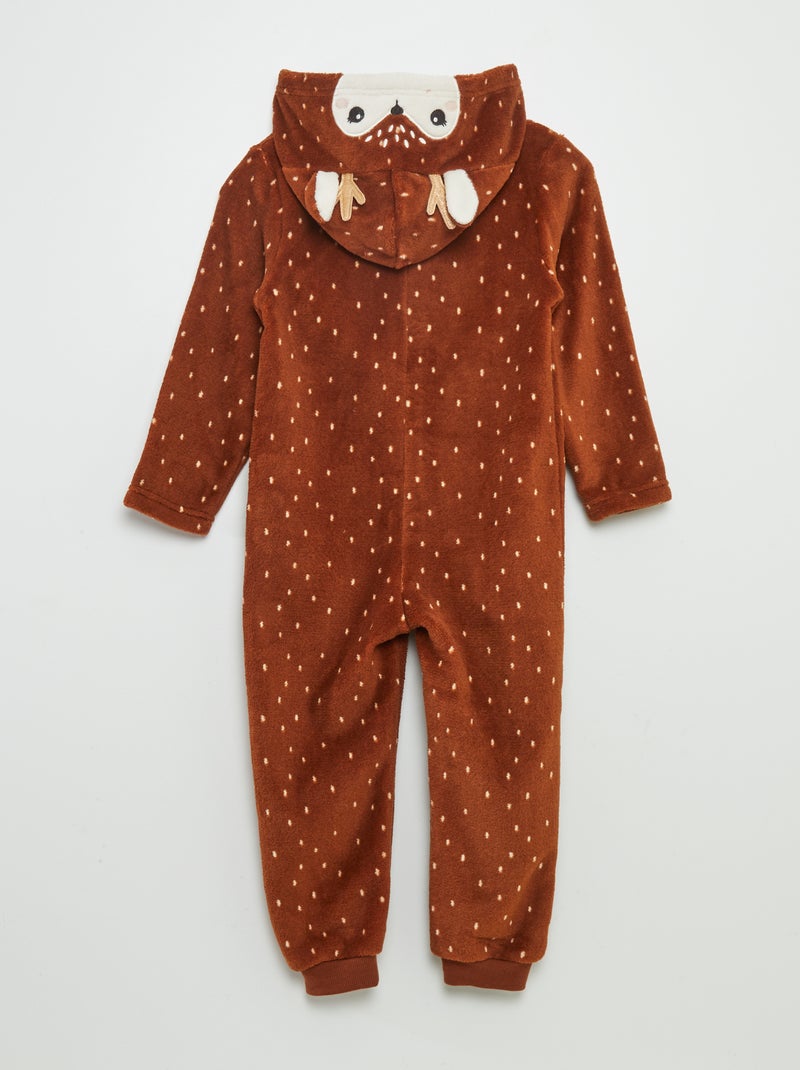 Combinaison de nuit en polaire 'biche' Marron - Kiabi