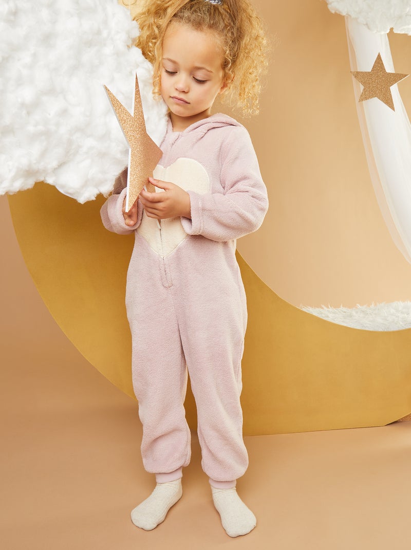 Combinaison de nuit en polaire 'hibou' Rose - Kiabi