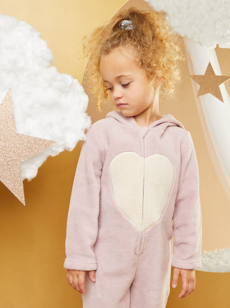 Combinaison de nuit en polaire 'hibou' Rose - Kiabi