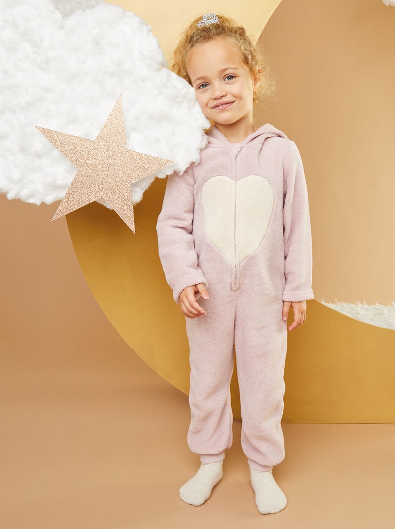 Combinaison de nuit en polaire 'hibou' Rose - Kiabi