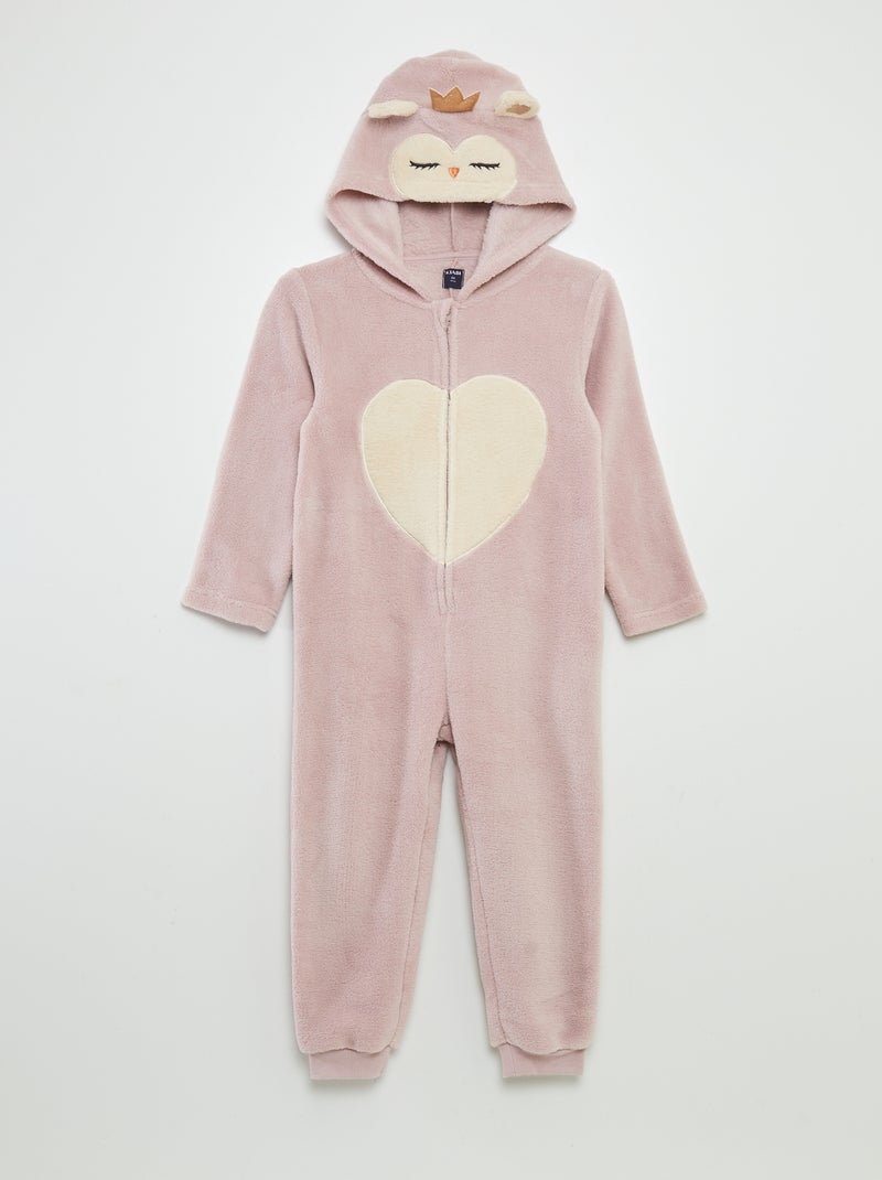 Combinaison de nuit en polaire 'hibou' Rose - Kiabi