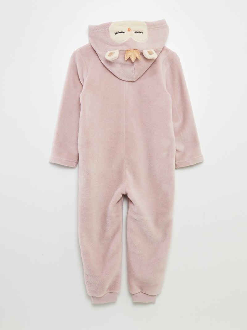 Combinaison de nuit en polaire 'hibou' Rose - Kiabi