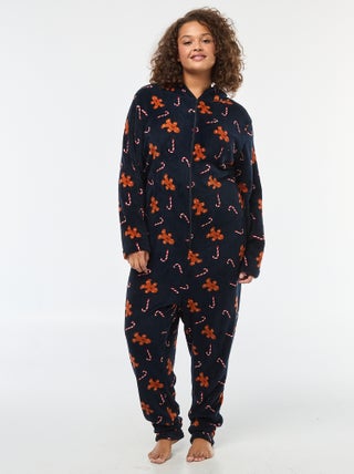 Combinaison de nuit en polaire 'Noël' à motif - 2 pièces