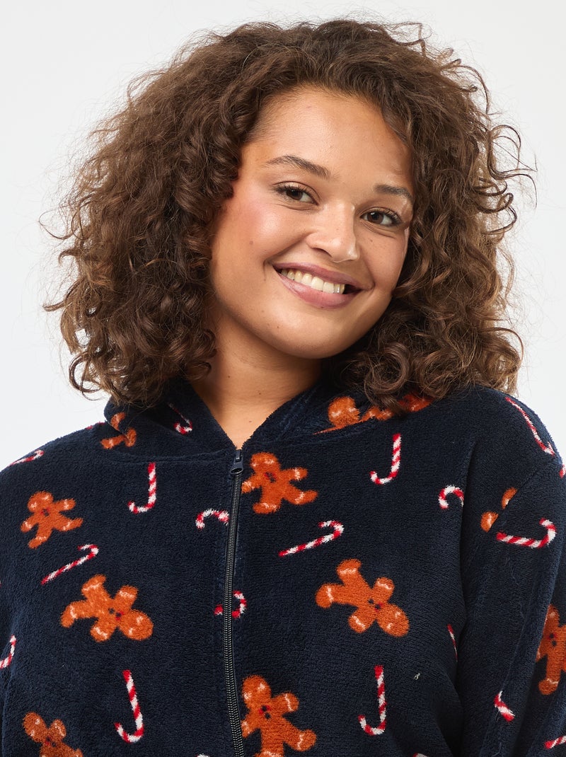 Combinaison de nuit en polaire 'Noël' à motif - 2 pièces Bleu - Kiabi