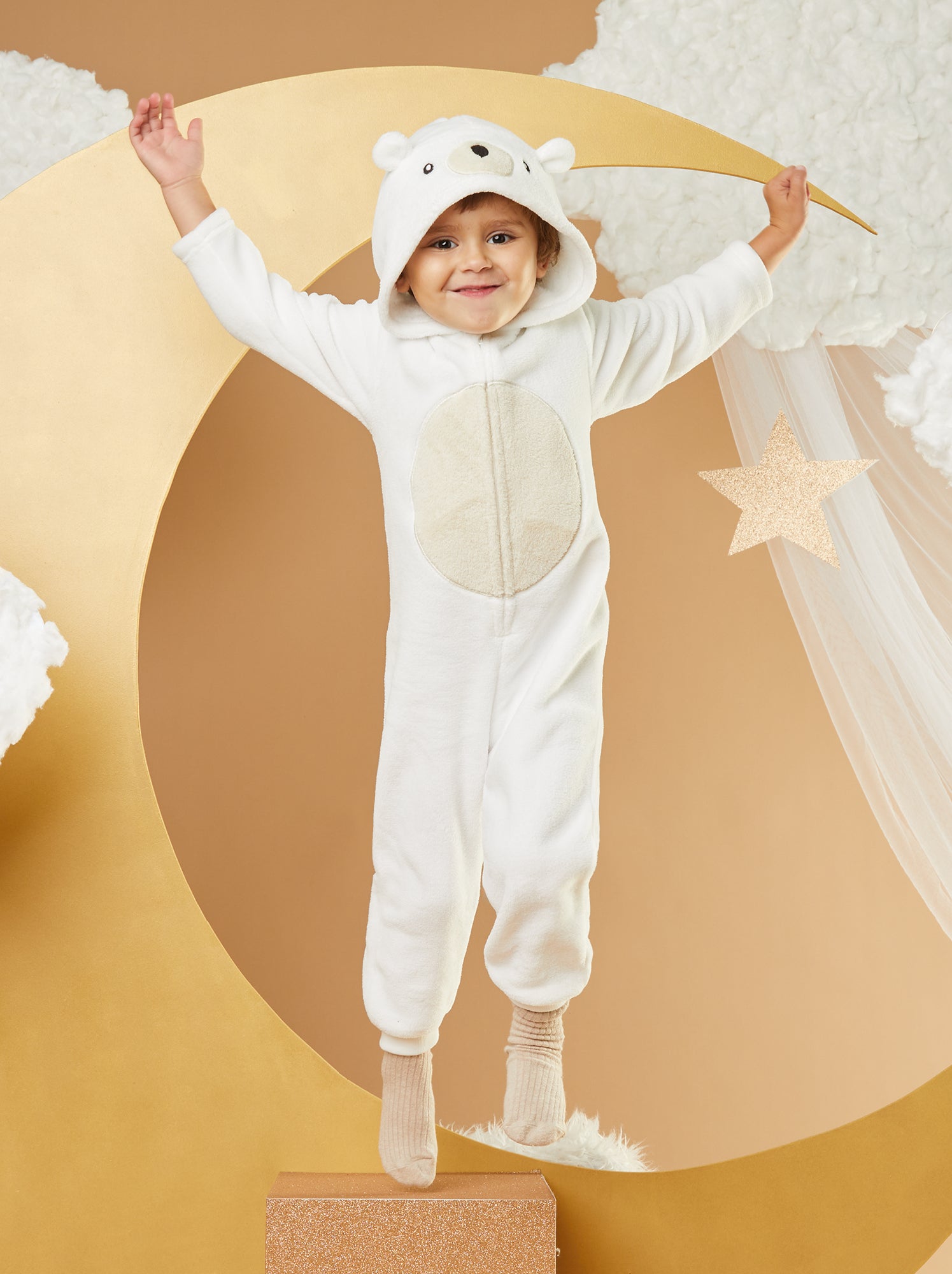 Combinaison Polaire Enfant Ours – Pyjama Une Pièce Chaud Avec Capuche – Grenouillère Douillette Pour Fille De 2 à 13 Ans