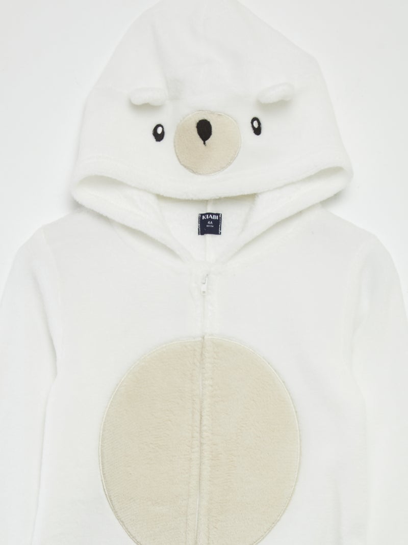 Combinaison de nuit en polaire 'ours' Blanc - Kiabi
