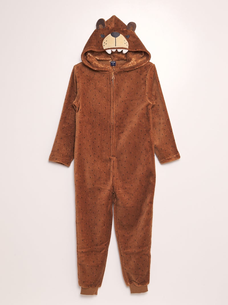 Combinaison de nuit en polaire 'ours' MARRON - Kiabi