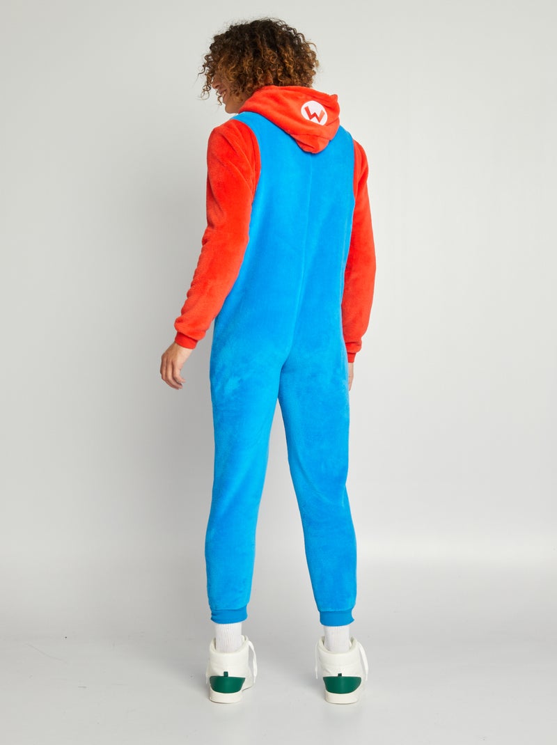 Combinaison de nuit 'Mario' en polaire bleu/rouge - Kiabi