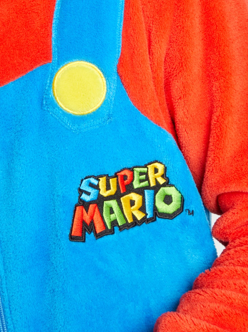 Combinaison de nuit 'Mario' en polaire bleu/rouge - Kiabi