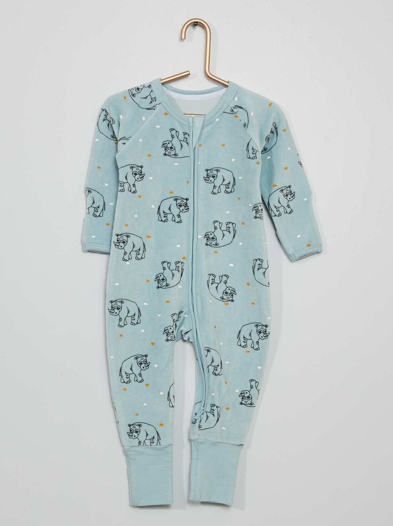 Combinaison 'DIM baby' en velours bleu - Kiabi