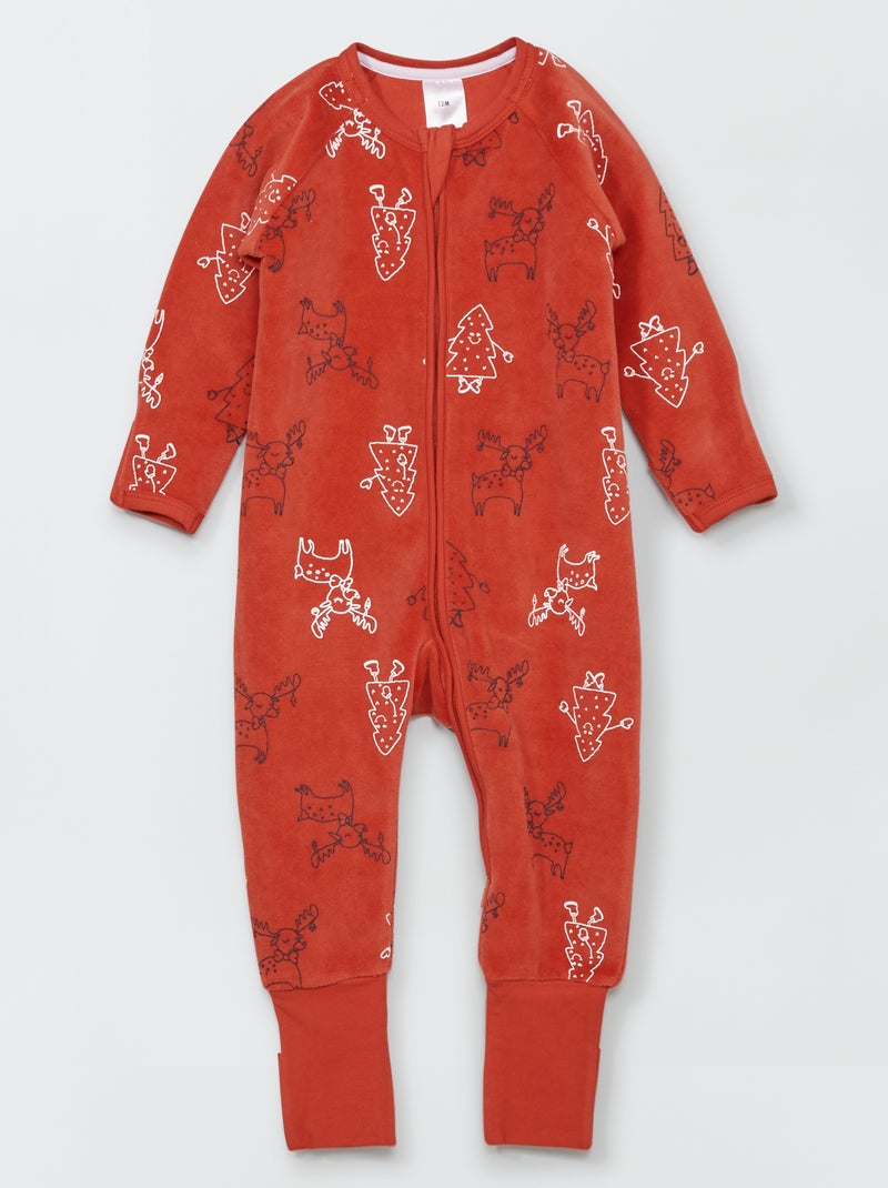 Combinaison 'DIM baby' en velours Rouge - Kiabi