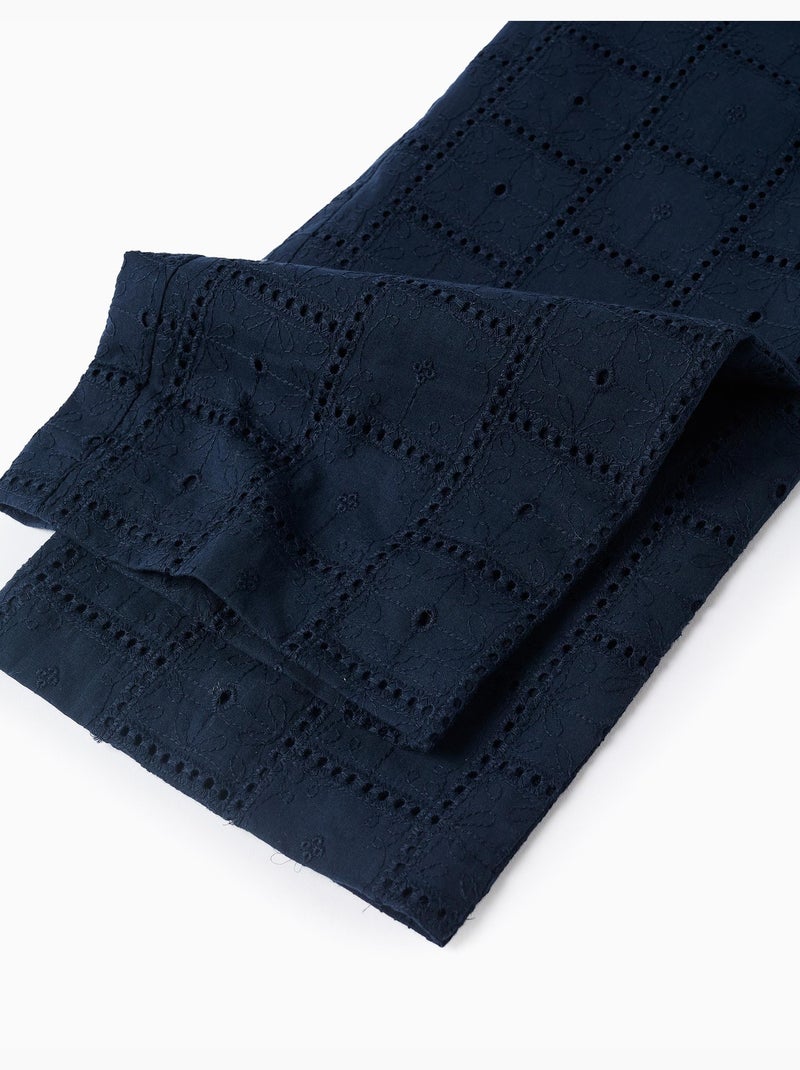 Combinaison en coton à broderie anglaise et volants Bleu foncé - Kiabi