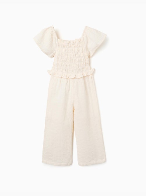 Combinaison en coton à jambe large et broderie anglaise - Kiabi