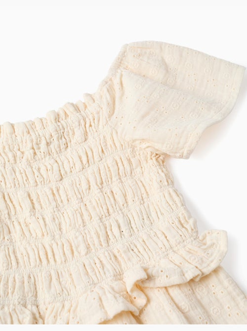 Combinaison en coton à jambe large et broderie anglaise - Kiabi