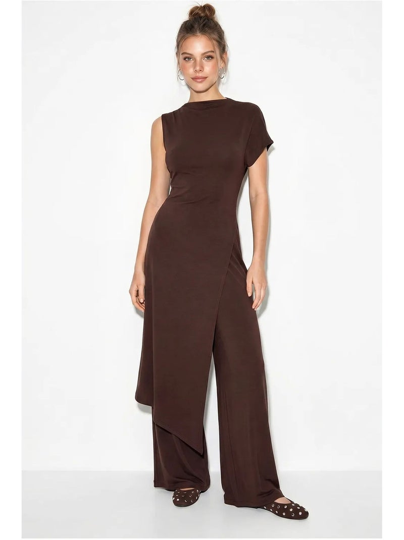 Combinaison en coton à jambe large lucci Marron chocolat - Kiabi