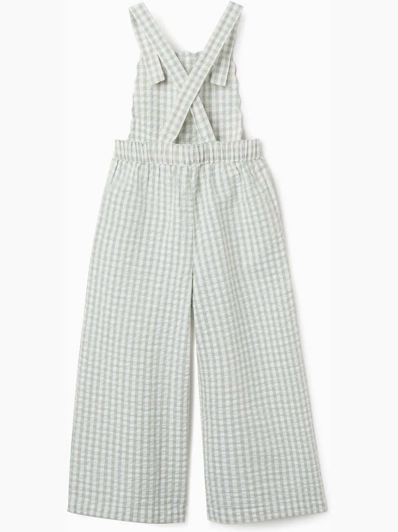 Combinaison en coton à motif Vichy B&S Vert clair - Kiabi