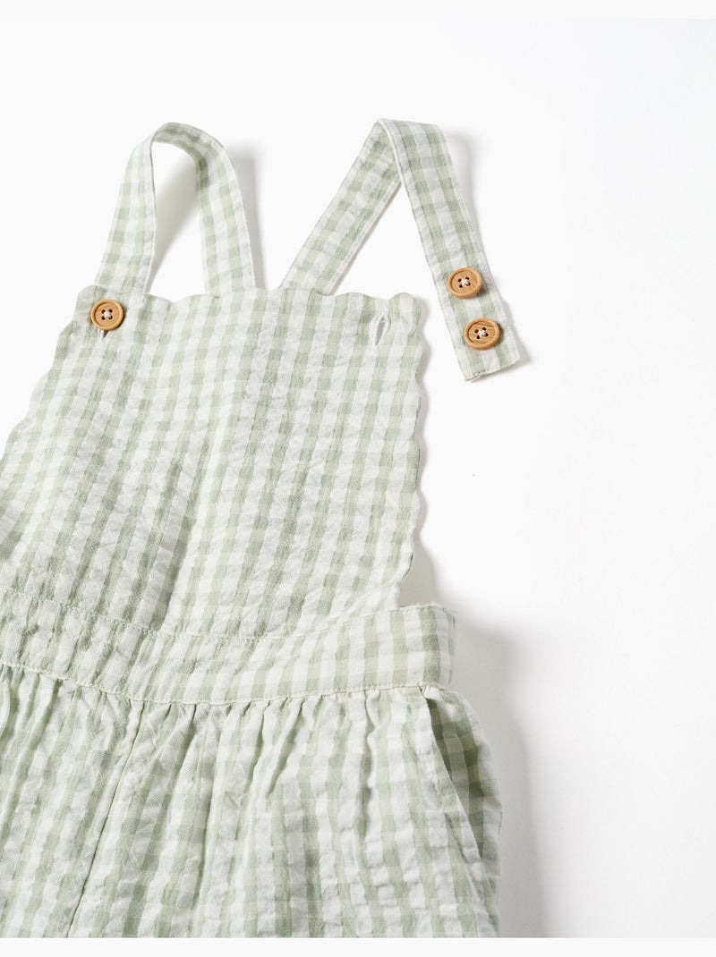 Combinaison en coton à motif Vichy B&S Vert clair - Kiabi