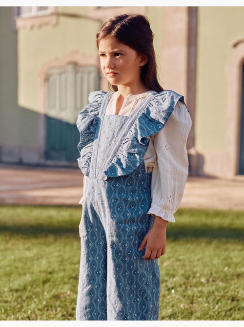 Combinaison en coton à volants et motif floral - Kiabi