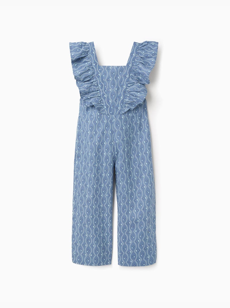 Combinaison en coton à volants et motif floral Bleu Bleu - Kiabi