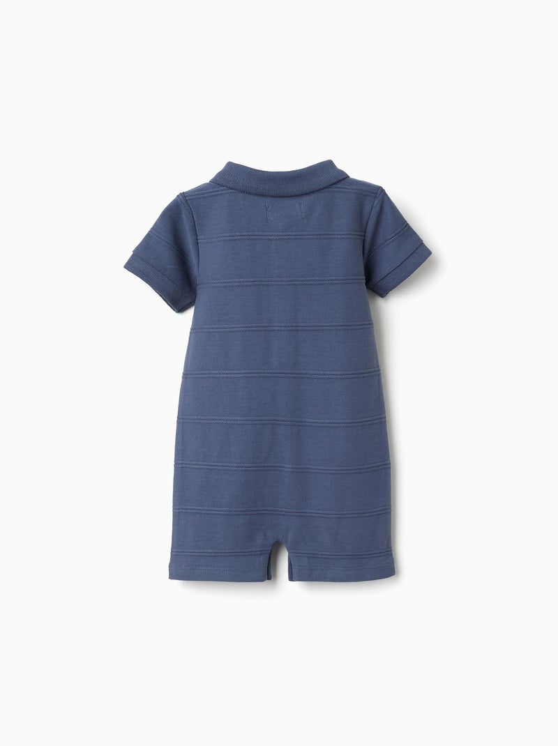 Combinaison en coton avec lignes en relief B&S Bleu Bleu - Kiabi