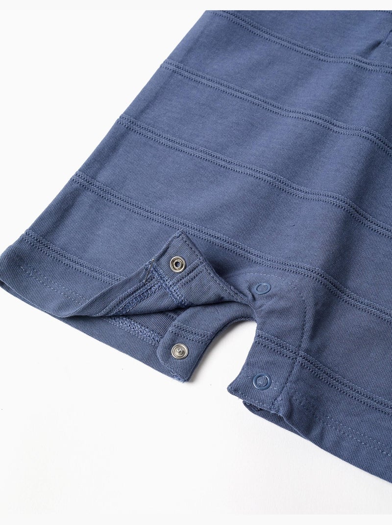 Combinaison en coton avec lignes en relief B&S Bleu Bleu - Kiabi