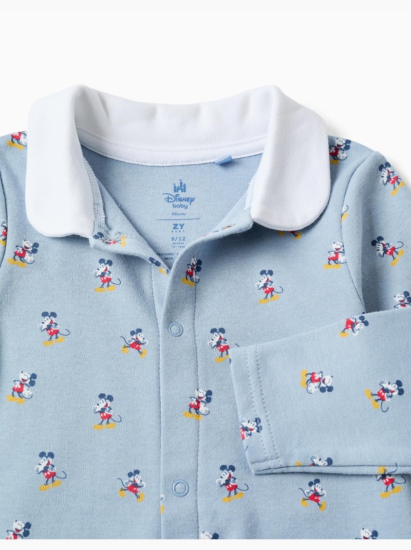 Combinaison en coton avec motif Mickey Bleu clair - Kiabi