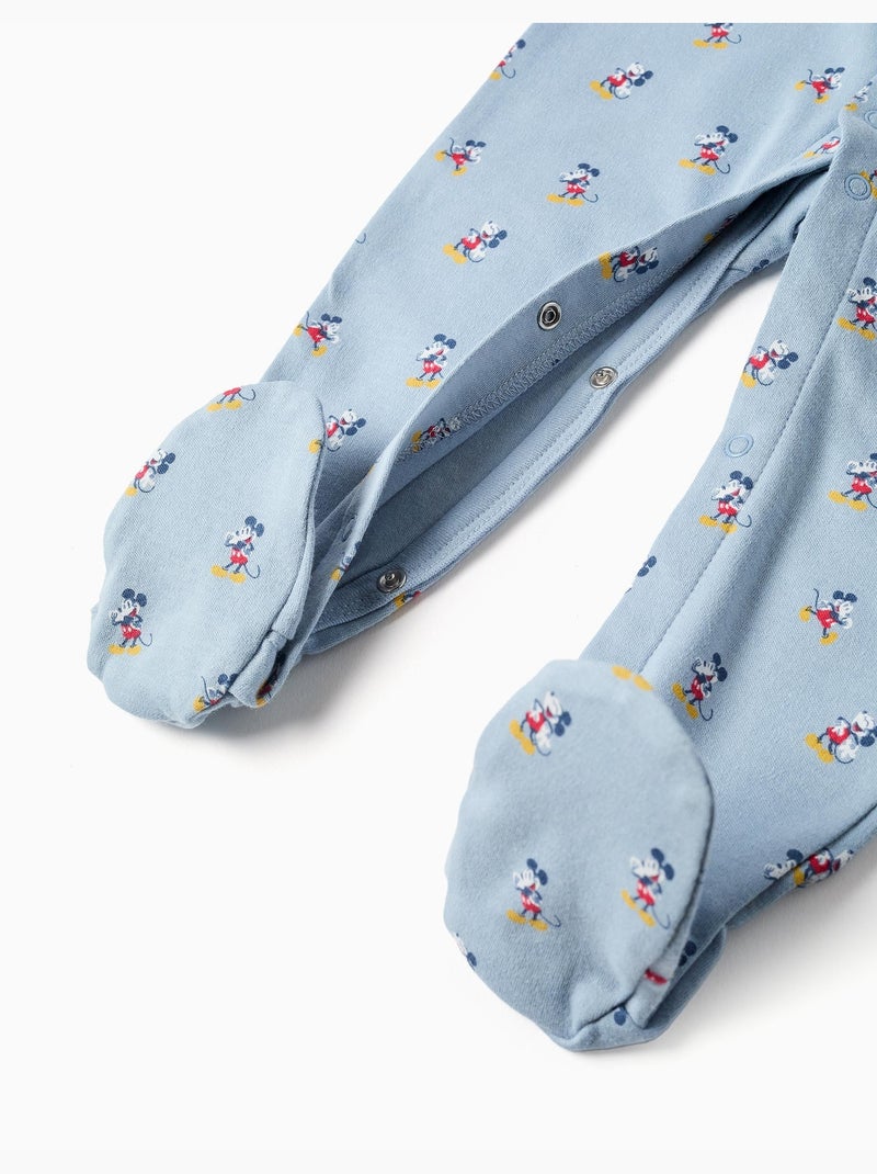 Combinaison en coton avec motif Mickey Bleu clair - Kiabi