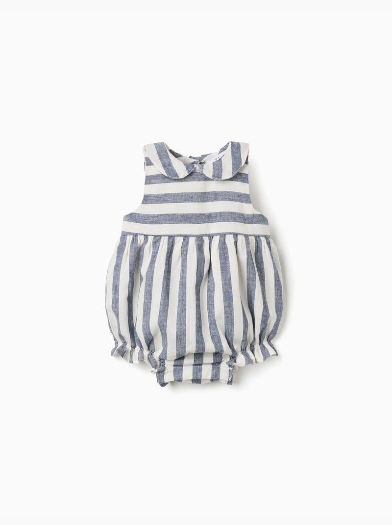 Combinaison en coton et lin à rayures You&Me Beige clair - Kiabi