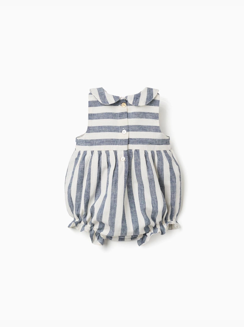 Combinaison en coton et lin à rayures You&Me Beige clair - Kiabi